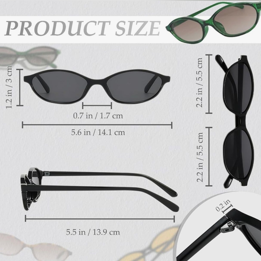 Black Oval Cat Eye Orange Shade Sunglasses Gold Piercings and Orange Fruit Charm - Picture 5 of 5